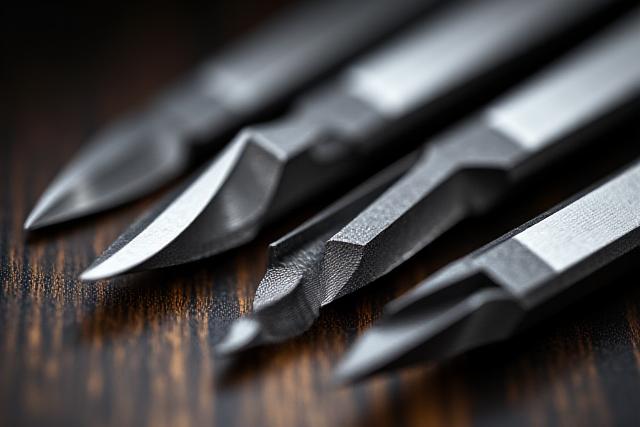 Close-up of high-precision cutting tools for woodworking, showing sharp edges and robust materials.