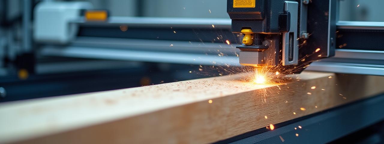 Moderne Holzbearbeitungsmaschine in Aktion